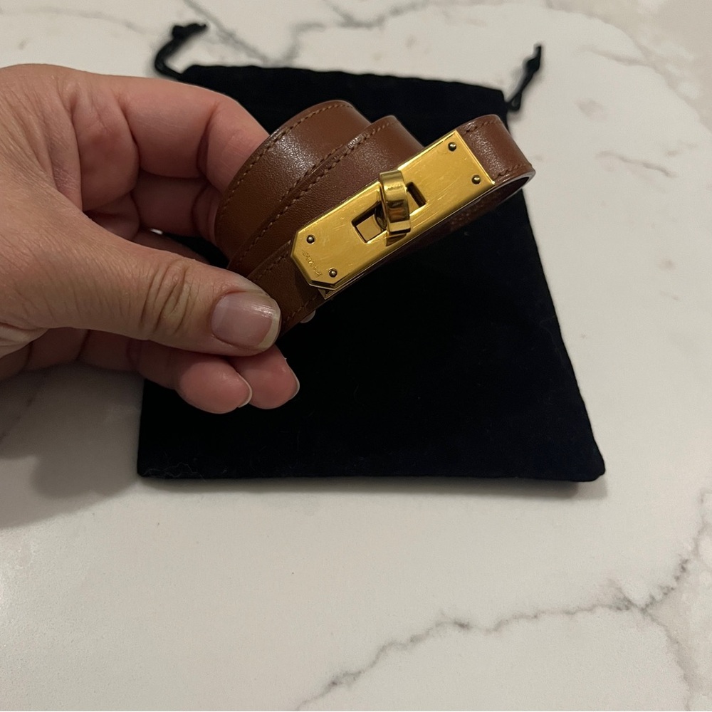 Hermes Kelly Brown Double Wrap Bracelet